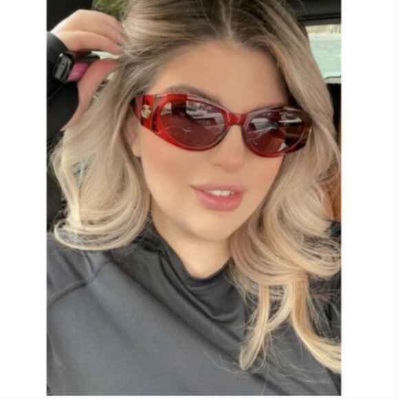 NEW GUCCI WOMEN OVAL RED SUNGLASSES GG1401S 003 - Picture 1 of 5